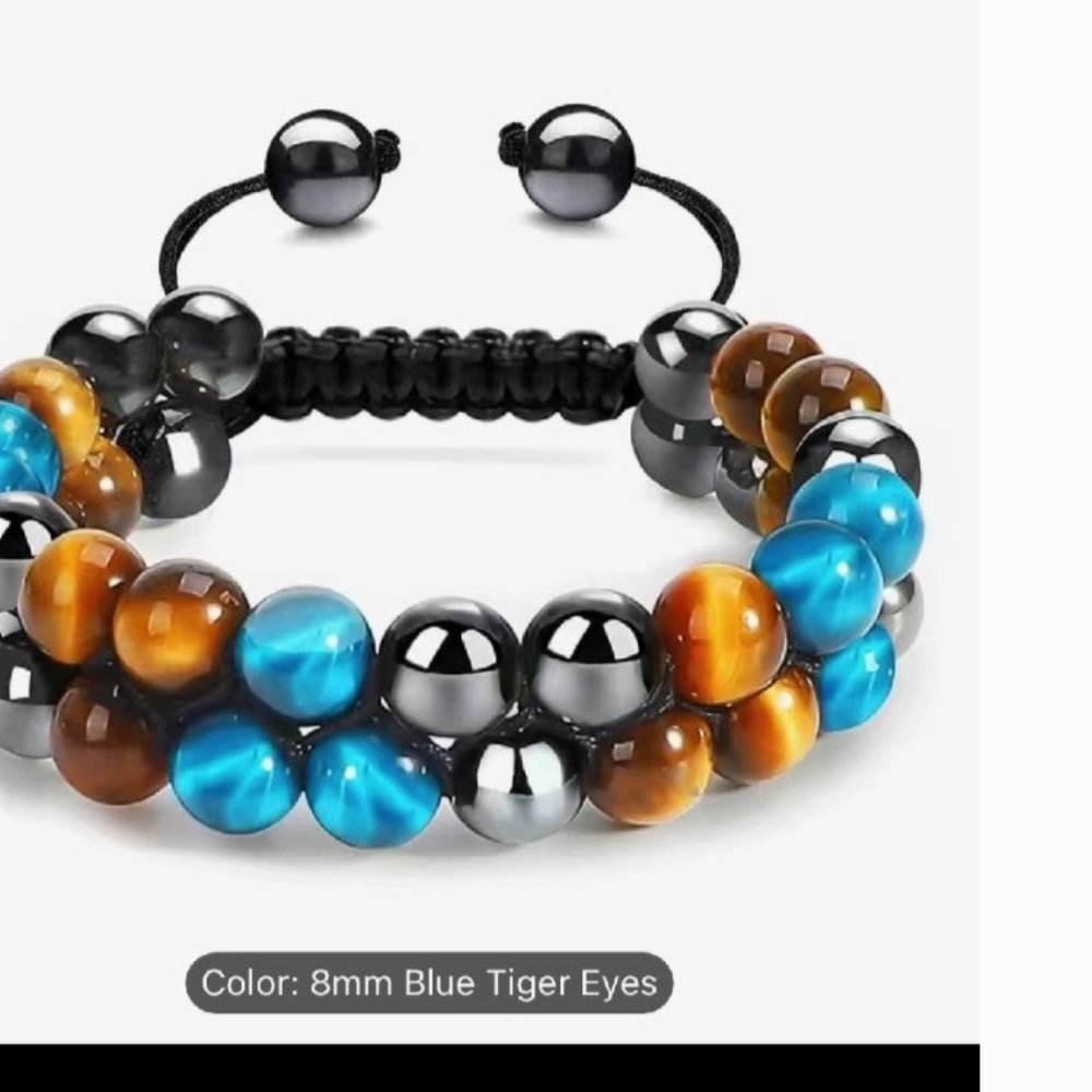 Triple protection bracelet tiger eye hematite - Picture 3 of 4